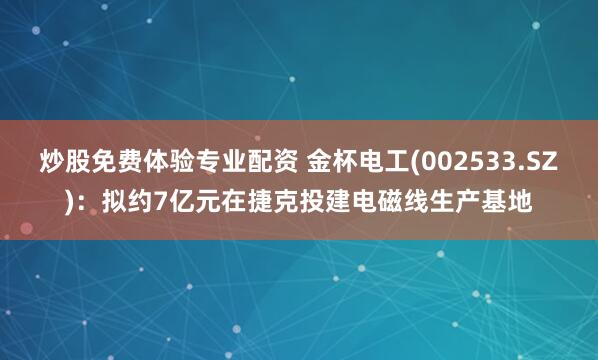 炒股免费体验专业配资 金杯电工(002533.SZ)：拟约7亿元在捷克投建电磁线生产基地