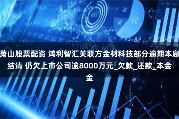 萧山股票配资 鸿利智汇关联方金材科技部分逾期本息结清 仍欠上市公司逾8000万元_欠款_还款_本金