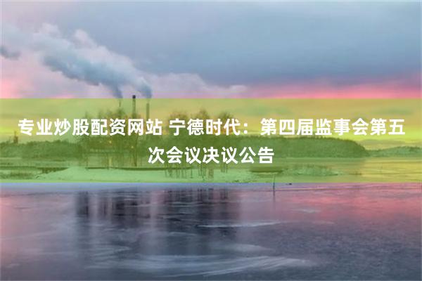 专业炒股配资网站 宁德时代：第四届监事会第五次会议决议公告