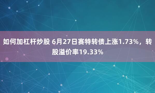 如何加杠杆炒股 6月27日赛特转债上涨1.73%，转股溢价率19.33%